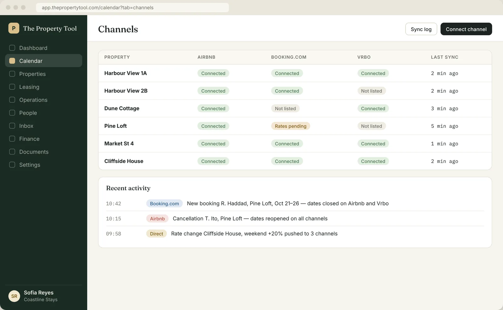 Channel manager · The Property Tool