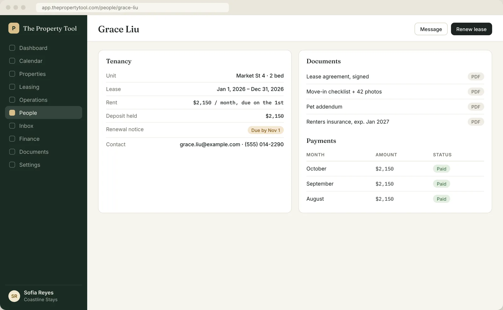Mieterverwaltung · The Property Tool